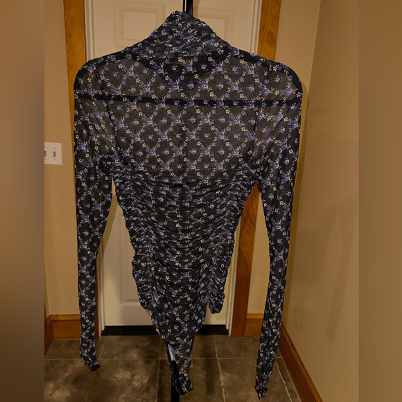 Free People Under It All Printed Mesh Bodysuit in Midnight Combo NEW - Picture 5 of 11